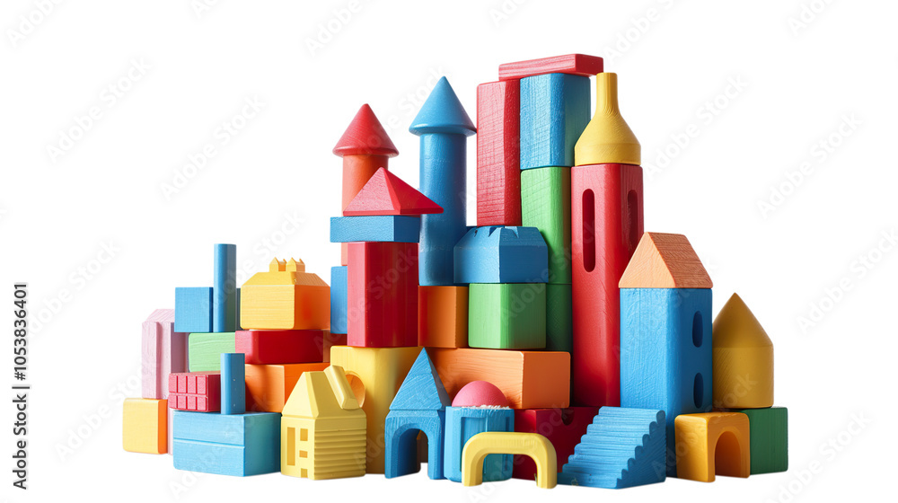 Obraz premium Toy Building Set isolated on transparent background, PNG 