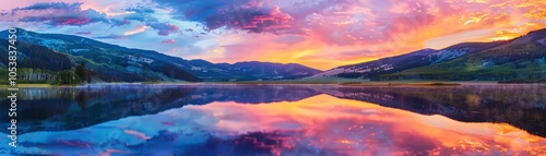 Wallpaper Mural A serene mountain lake at sunset Torontodigital.ca