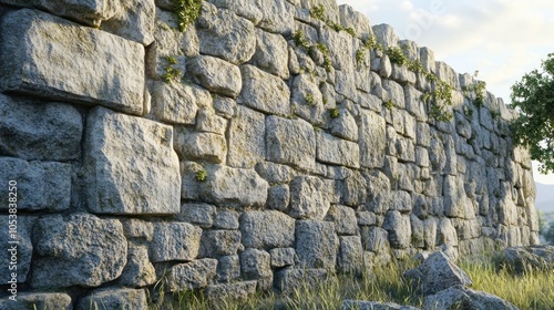 Ancient Stone Wall with Vines