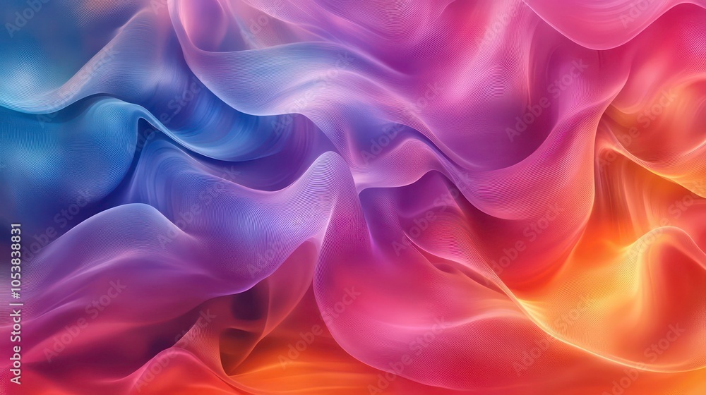 A vibrant abstract design featuring flowing waves of color in shades of purple and orange. A vibrant abstract design featuring flowing waves of color in shades of purple and orange.