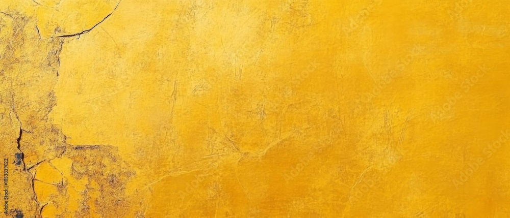 A yellow wall with a crack in it