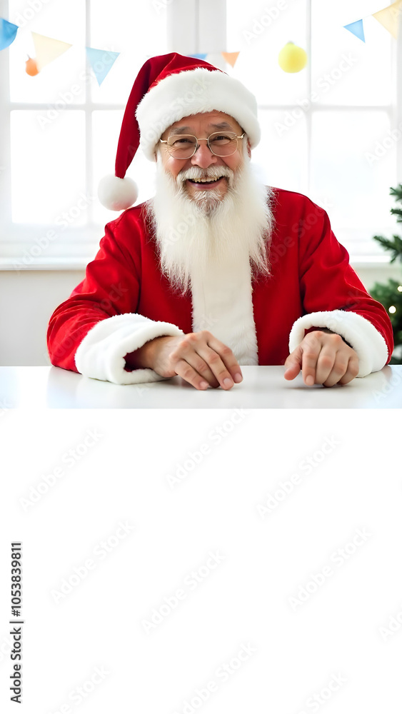Cheerful Traditional Christmas Character Sign Holder with White Space Cheerful Traditional Christmas Character Sign Holder with White Space