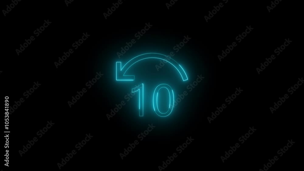 Neon skip back icon glowing black background animation Neon skip back icon glowing black background animation