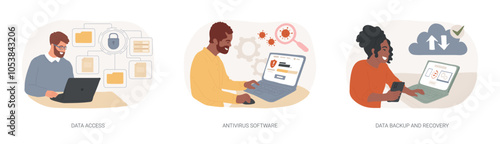 Data loss prevention isolated cartoon vector illustrations se