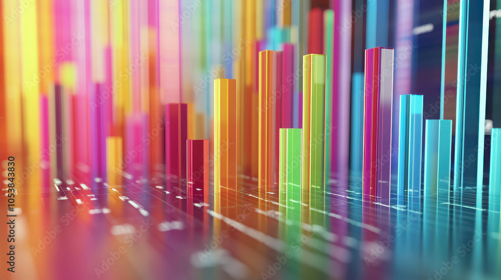 Fototapeta premium Colorful 3D Bar Chart Visualization of Statistical Data