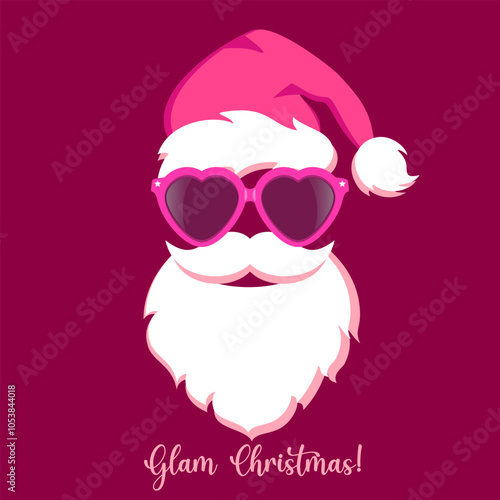 Christmas greeting card with Santa Claus, pink glamour edition