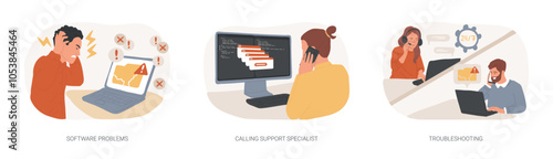Obraz na płótnie Software support line isolated cartoon vector illustrations se w salonie
