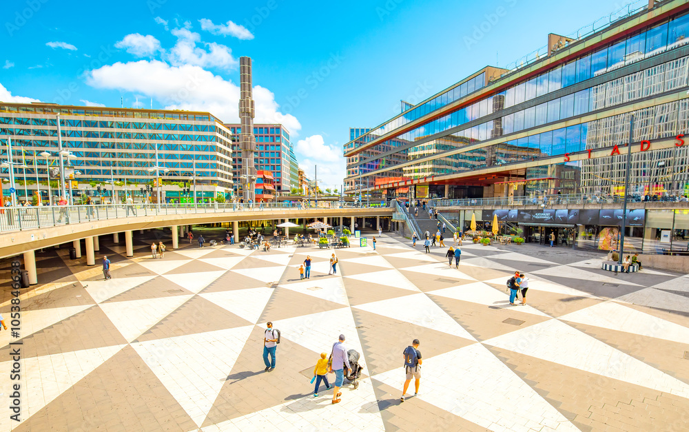 Central Sergel's Square (Sergels Torg) in Stockholm city, Sweden