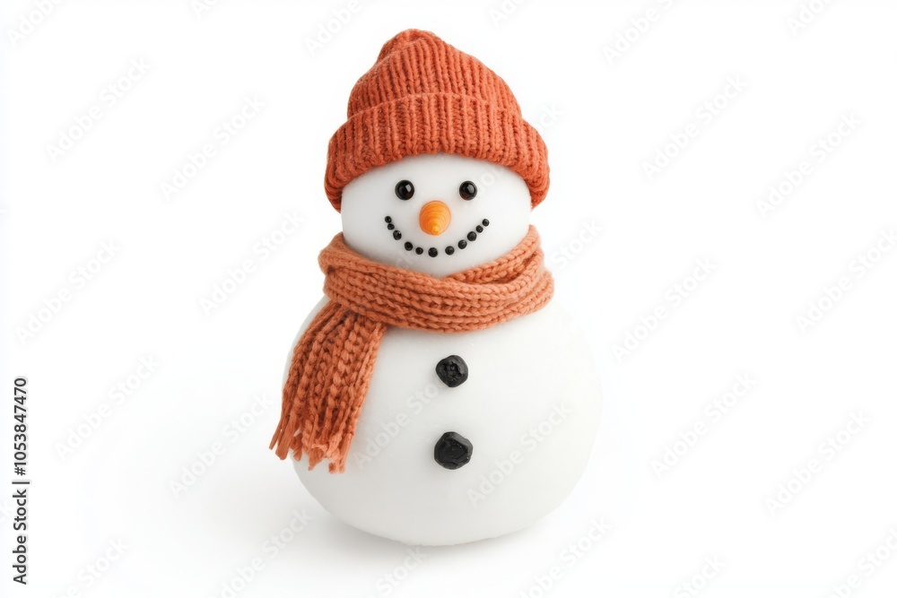 Cute snowman with a hat and scarf on a white background Cute snowman with a hat and scarf on a white background