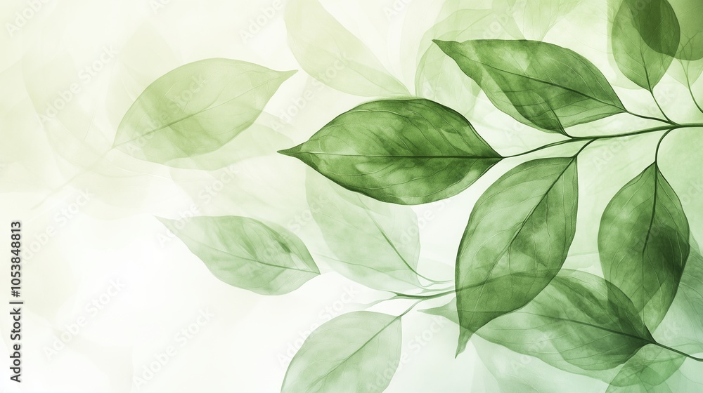 Obraz premium Soft Green Leaves on Light Background
