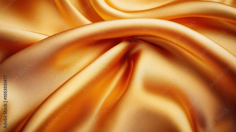 Fototapeta premium Close-up texture of natural gold silk. Light Golden fabric smooth texture surface background. Smooth elegant gold silk in Sepia toned. Texture, background, pattern, template.