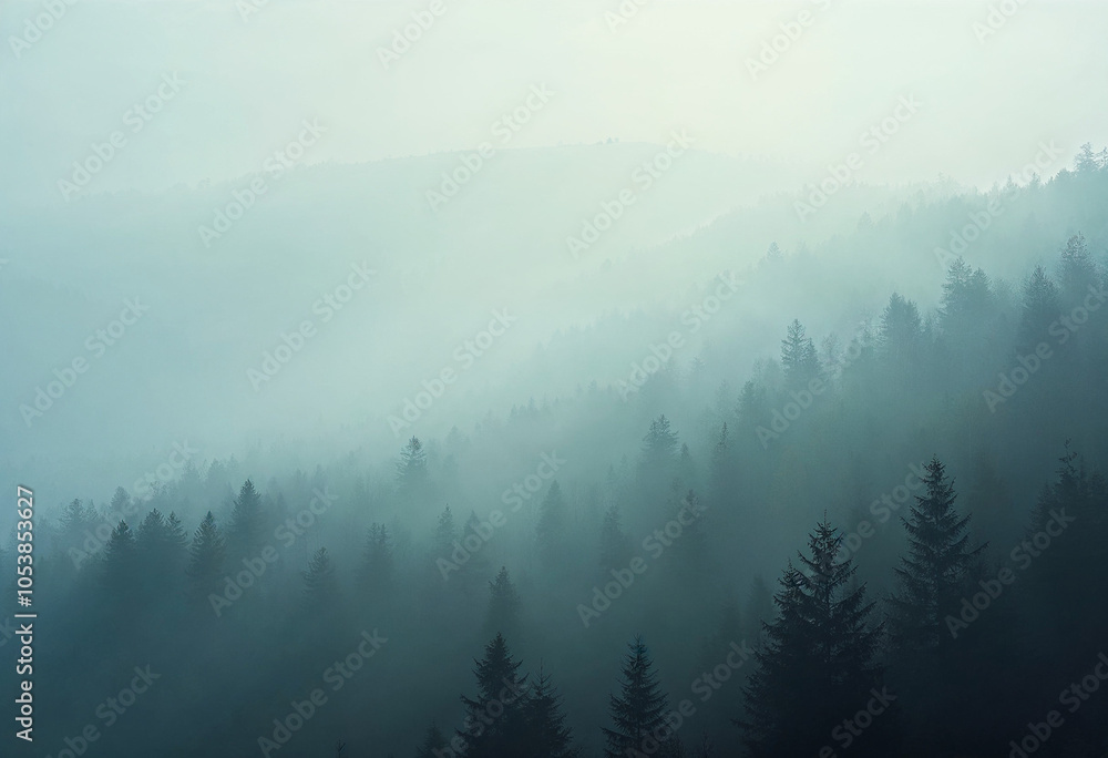 Naklejka premium fog in the mountains