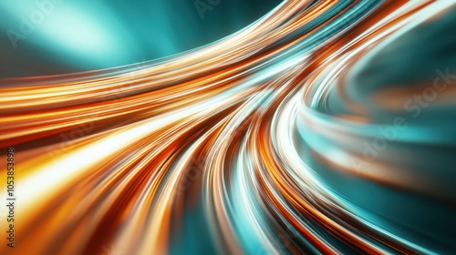 This image features dynamic streaks of light in orange and teal through a blurred motion effect, forming a compelling abstract visual of flow and speed. photo