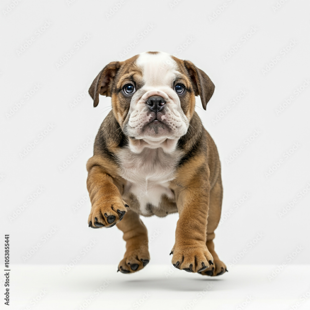 Obraz premium English Bulldog Puppy Dog, Cute Playful Pet, Isolated on White Background 