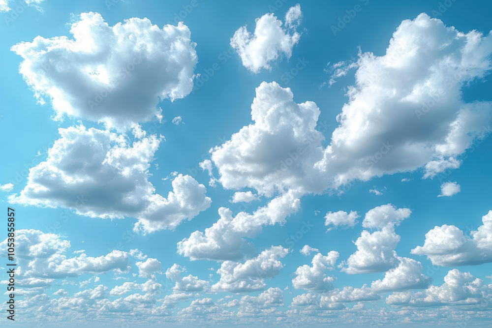 Fototapeta premium Blue sky with white clouds. Beautiful background with clouds on the blue sky.