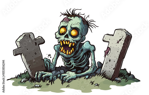 vector zombie character from grave white background .Generative AI