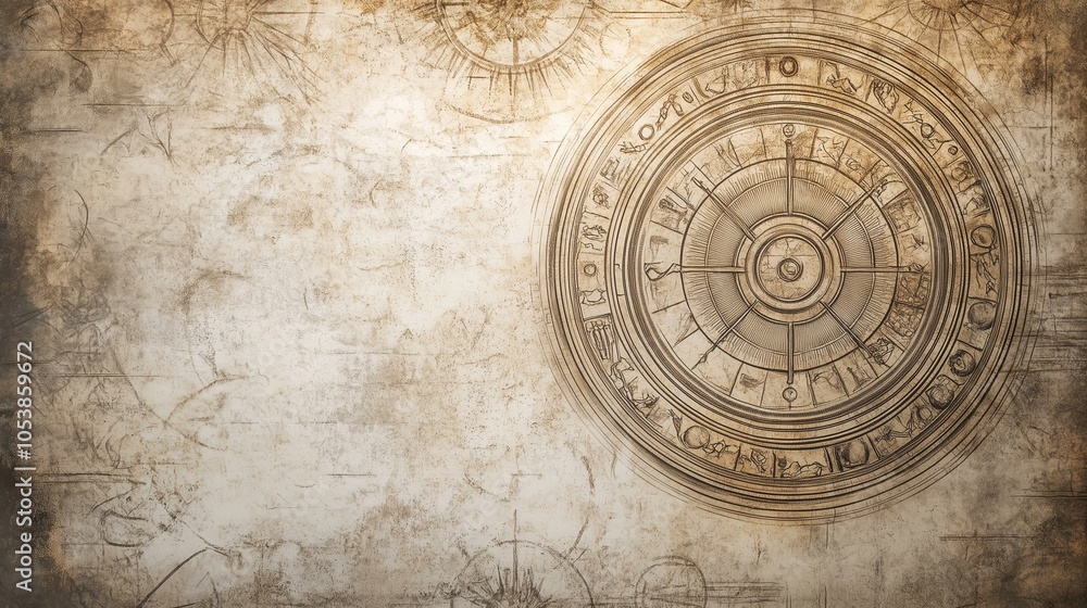 Naklejka premium Vintage Astrological Chart on Old Paper