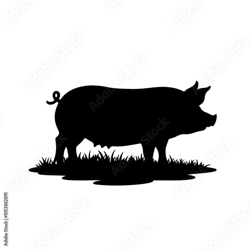 Pig Silhouette Collection vector illustration on white Background