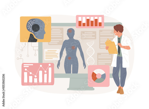 AI-Supported Medical Research abstract concept vector illustration.