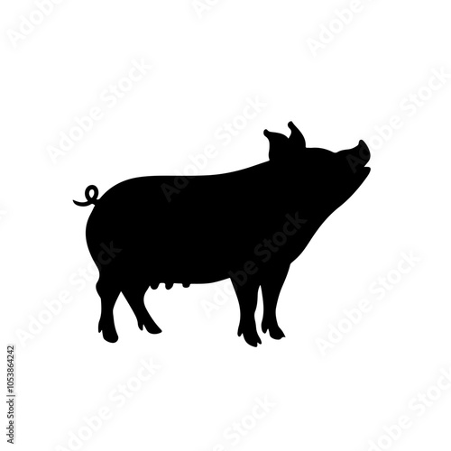 Pig Silhouette Collection vector illustration on white Background