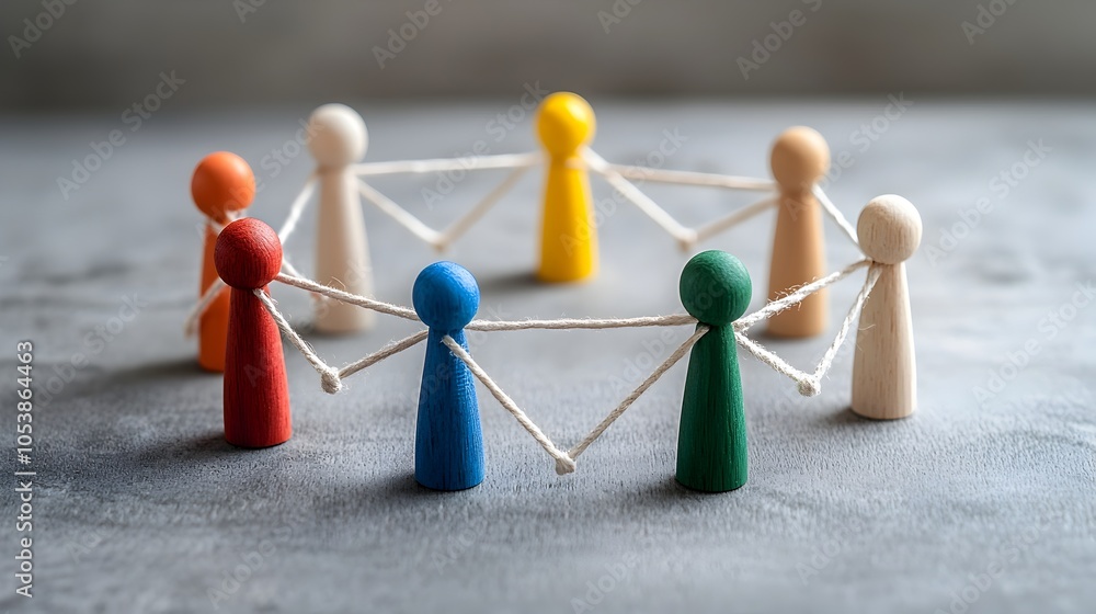 Obraz premium Connected figures forming a unified group symbolizing the strength and shared of a community working collectively towards common goals