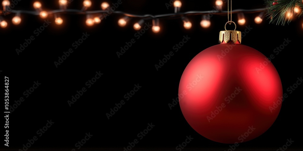 Bright Red Christmas Ornament on a Dark Background Bright Red Christmas Ornament on a Dark Background