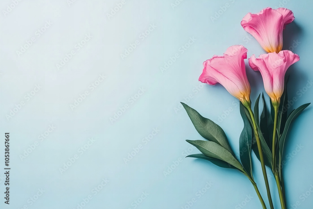 Elegant Floral Background in Soft Blue Tones with Delicate Flowers and Ample Copy Space for Text, Designs, or Personalized Messages Elegant Floral Background in Soft Blue Tones with Delicate Flowers and Ample Copy Space for Text, Designs, or Personalized Messages