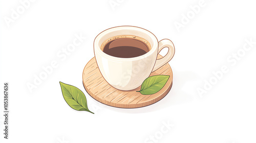 Leafinspired coffee logo, ecostyle, 3D illustration photo