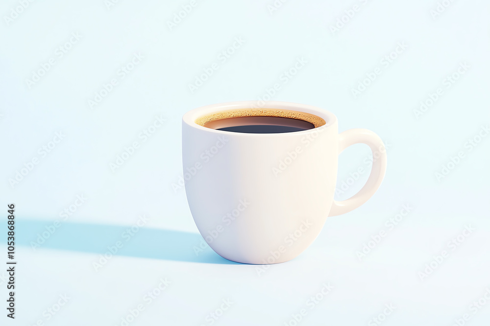 Fototapeta premium Coffee cup logo, floating in liquid, creative 3D render