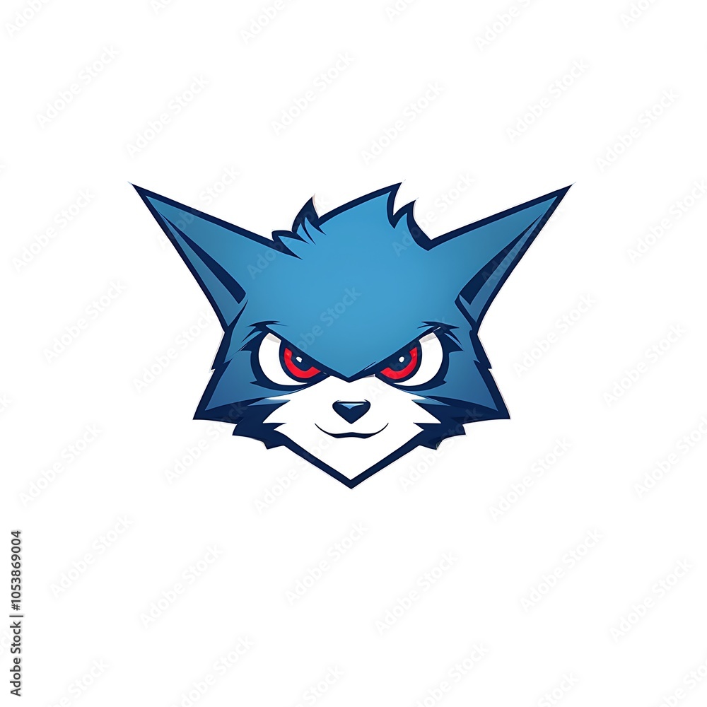 A cartoon blue fox with red eyes and a sly smile. A cartoon blue fox with red eyes and a sly smile.