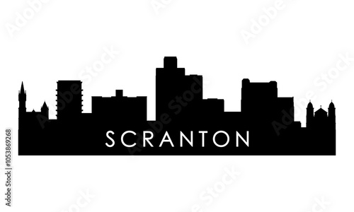 Scranton skyline silhouette. Black Scranton PA city design isolated on white background. 