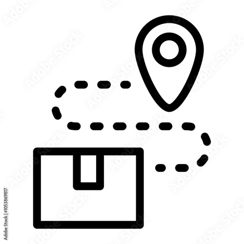 Logistics line icon, shipping route, location tracking, delivery icon.