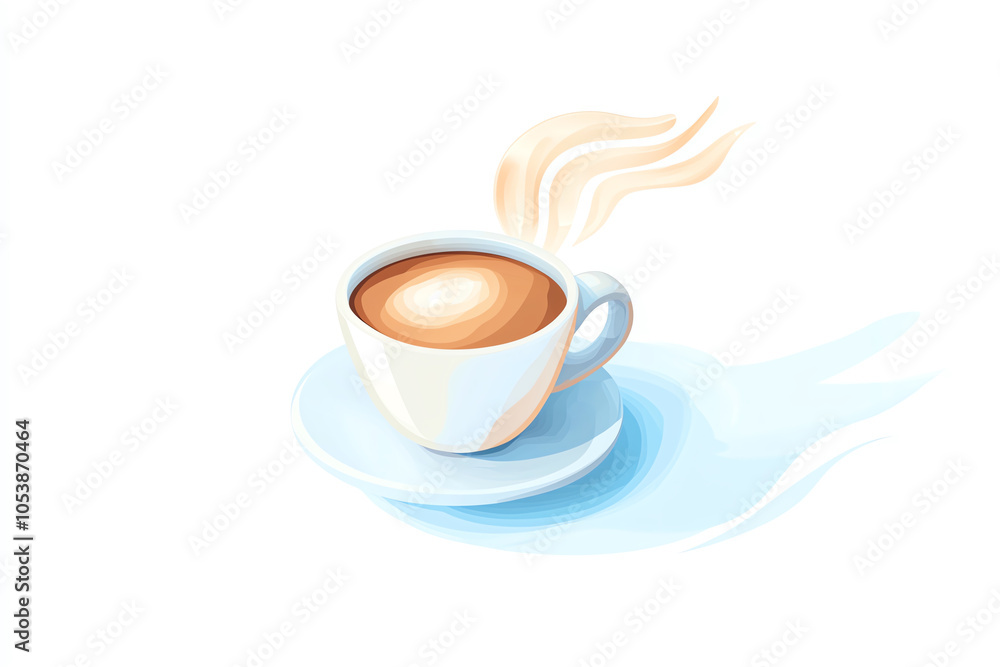 Obraz premium Coffee logo with steam swirl, golden accents, 3D illustration