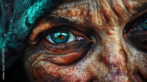 Homeless Woman in Close-up Portrait Reflecting Emotions of Degrade and Depression