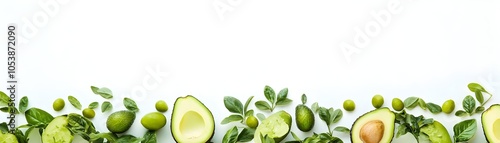 Wallpaper Mural Fresh Avocado Arrangement with Green Leaves Torontodigital.ca