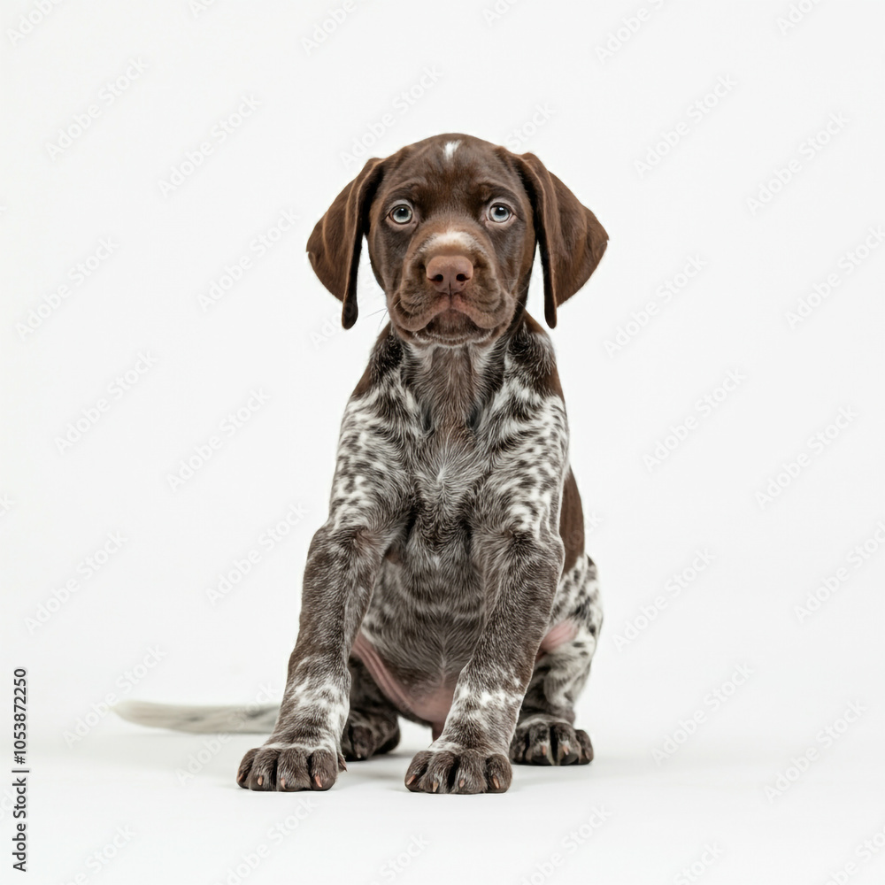 German Short Hair Pointer Puppy Dog, Cute Playful Pet, Isolated on White Background German Short Hair Pointer Puppy Dog, Cute Playful Pet, Isolated on White Background