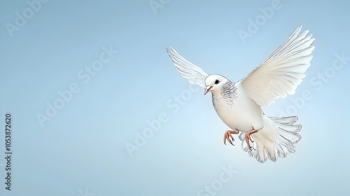 Exquisite black and white sketch of a dove in flight featuring a finely detailed with a scratch board texture and engraving inspired style  This fictional winged character conveys a sense of grace photo