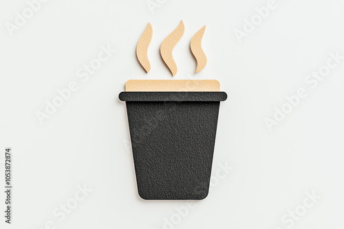 Shiny coffee logo, blackonblack style, 3D render photo