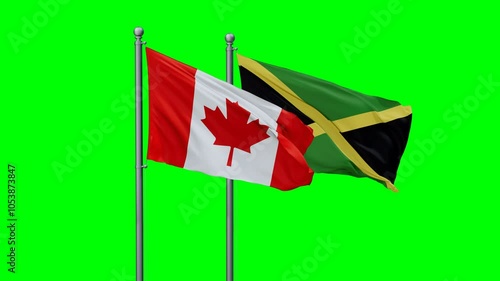 Wallpaper Mural Jamaica and Canada flags flying together, video concept of the relationship with colored chroma key for easy background remove, two country cooperation concept Torontodigital.ca