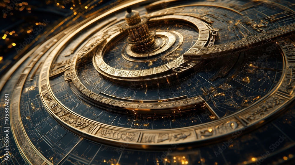 Fototapeta premium Intricate Golden Spherical Design Concept