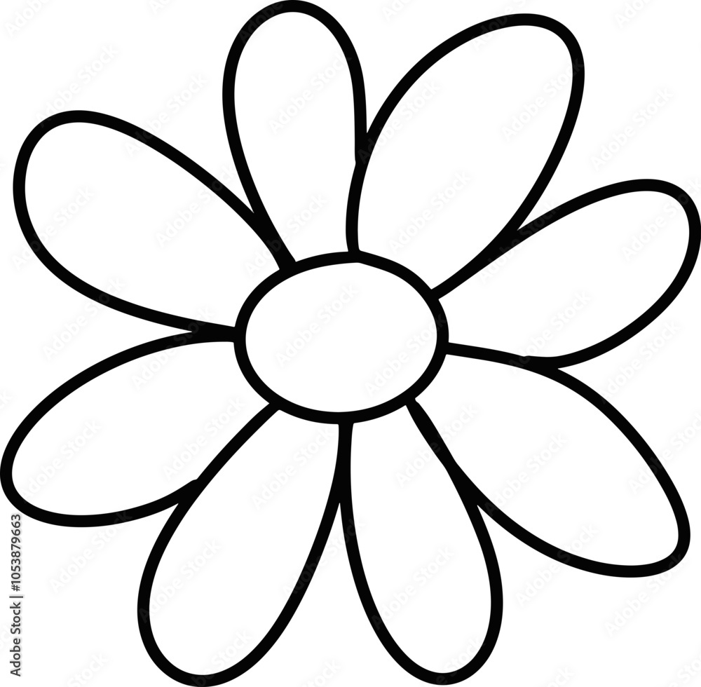 Hand down flowers doodle , illustration, flower outline Hand down flowers doodle , illustration, flower outline