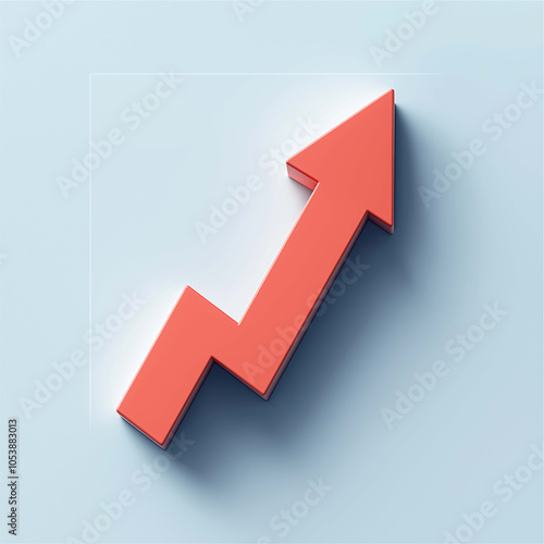 Increasing growth symbol with modern design, featuring bold upward arrow in vibrant coral color against soft blue background, conveying positive trends and progress Free Download Increasing growth symbol with modern design, featuring bold upward arrow in vibrant coral color against soft blue background, conveying positive trends and progress - GFXLoad