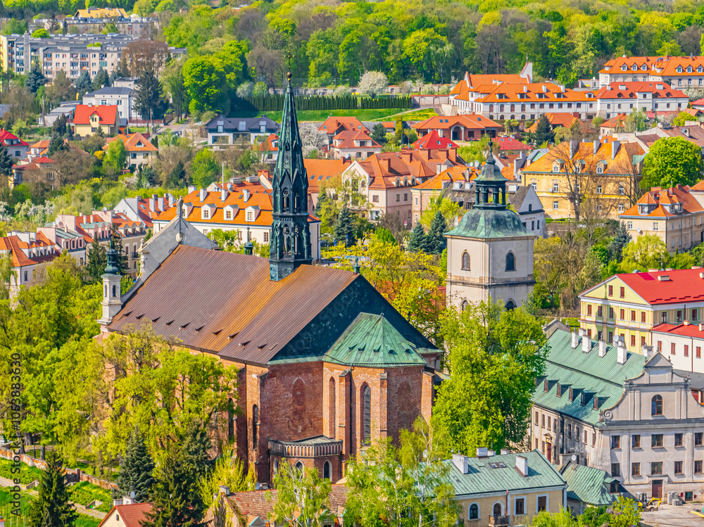 Architektura i panoramy Sandomierza, Polska, Świętokrzyskie, Sandomierz wiosną, Słoneczna pogoda