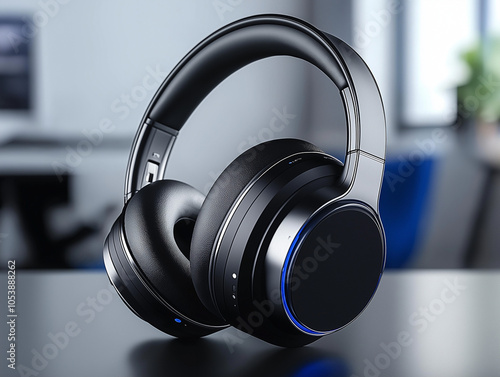 Noise-canceling headphones on a surface photo