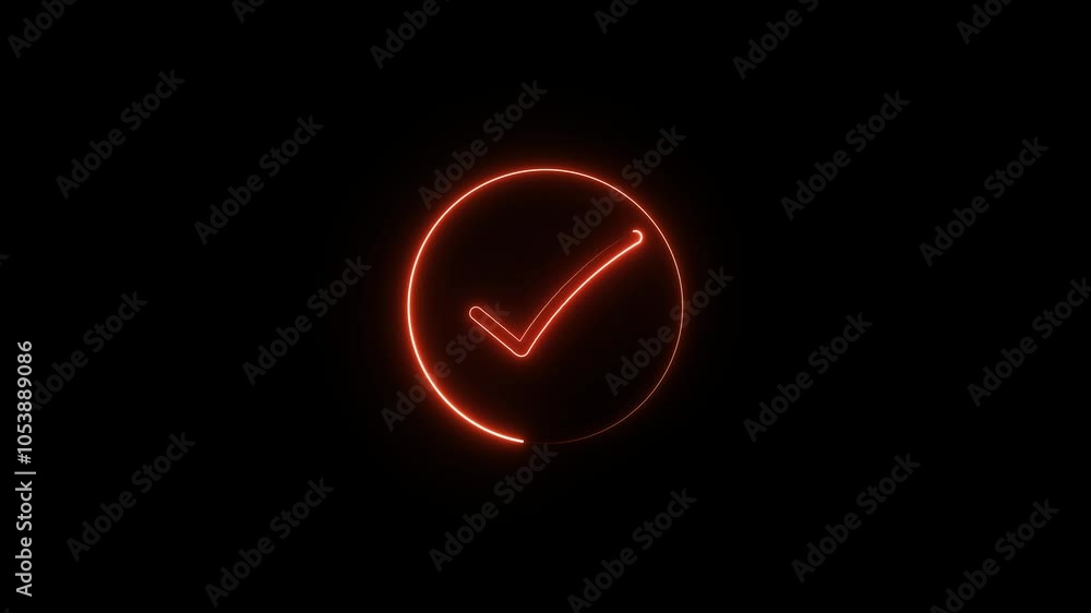 Neon check mark icon animation. Neon check mark icon animation.