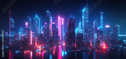 tall buildings with colorful lights that look beautiful