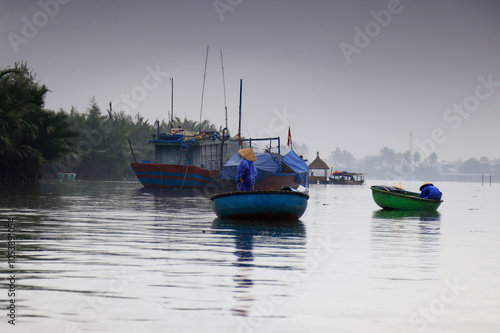 The water channels of Seven-acre coconut forest in Hoi An, Vietnam photo