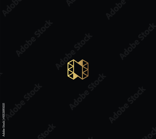 Luxury Letter N or H Movie production company logo design with black background. 