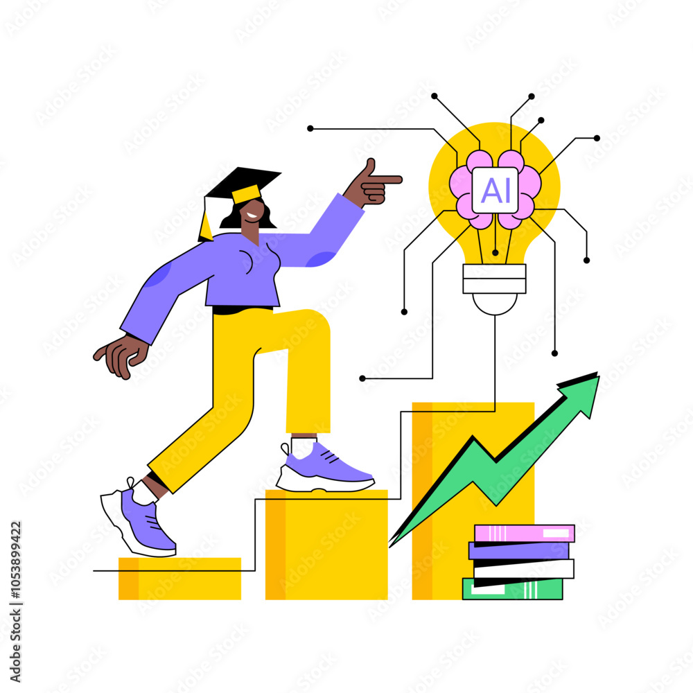 AI-Supported Career Guidance abstract concept vector illustration.