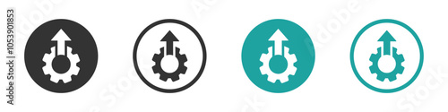  Tech efficient production icon. Implementation process optimization vector signs set